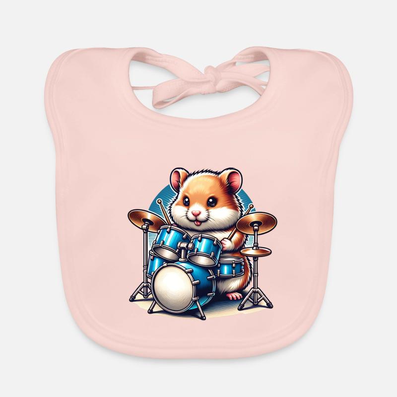 Hamster drummer rocks on music waves Organic Baby Bibs