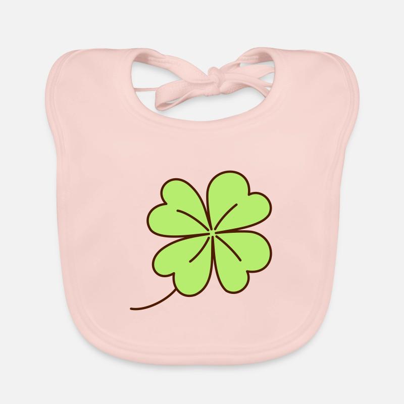 Trèfle porte-bonheur, trèfle bicolore - Bavoir bio Bébé - rose