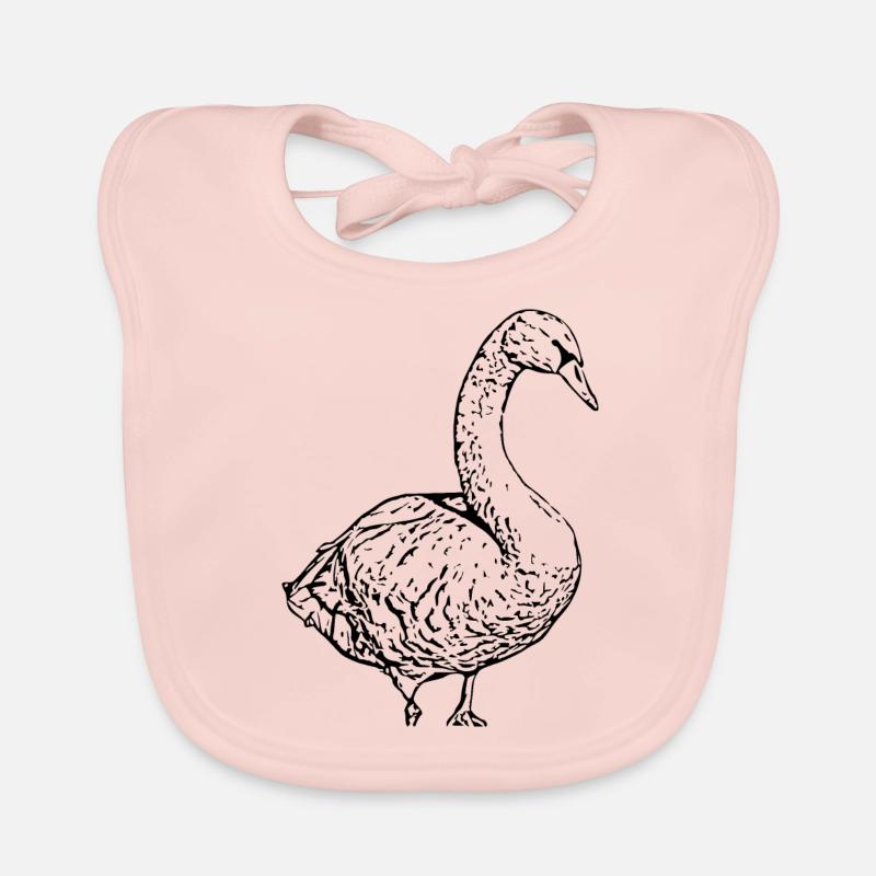 Swan Black Duck Bird Goose Organic Baby Bibs