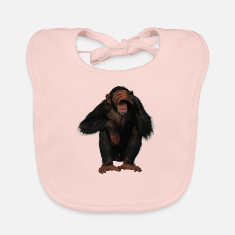 monkey - Organic Baby Bibs - rose