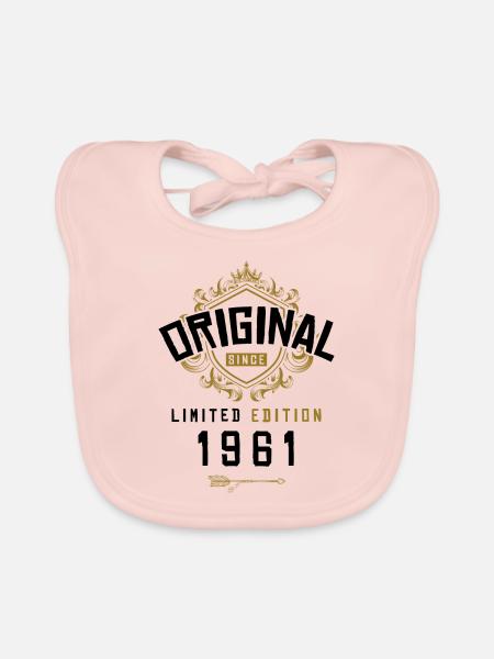 1961 limited edition Geburtstag - Baby Bio-Lätzchen - Rose - Vorne