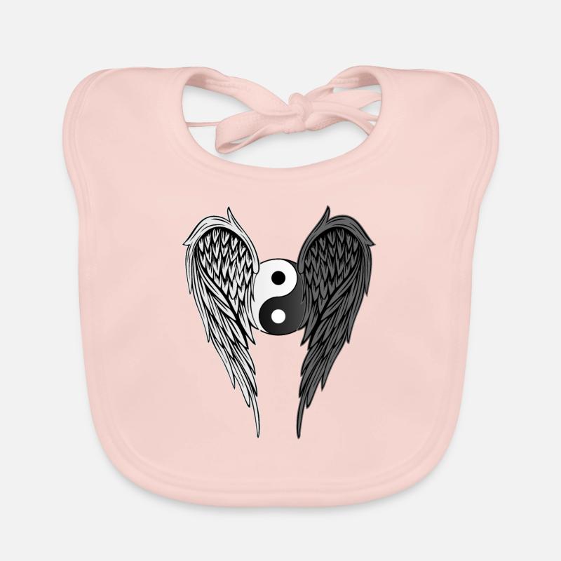 Yin & Yang ailes ailes d'ange ailes d'ange version 1 - Bavoir bio Bébé - rose
