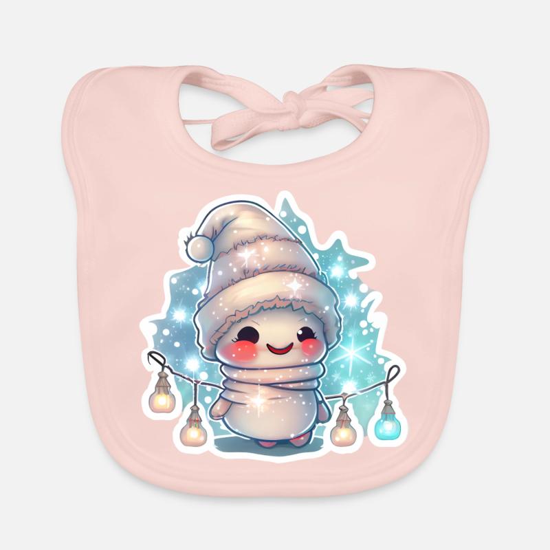 Knuffiger Schneemann mit lichterkette Baby Bio-Lätzchen