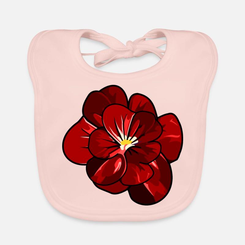 Beautiful red bloom Organic Baby Bibs