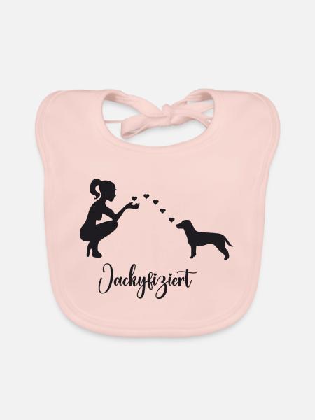 Jack Russell Terrier mit Frau - Baby Bio-Lätzchen - Rose