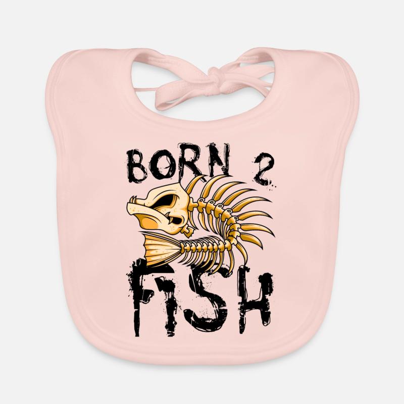 Born to fish bone fish Organic Baby Bibs