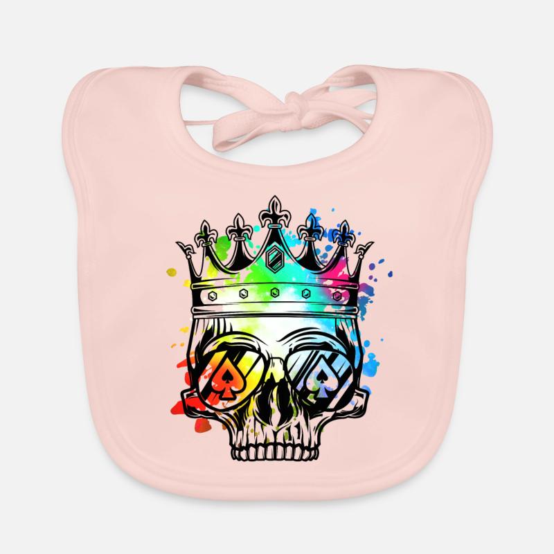 Skeleton Skull Crown King Symbol Organic Baby Bibs