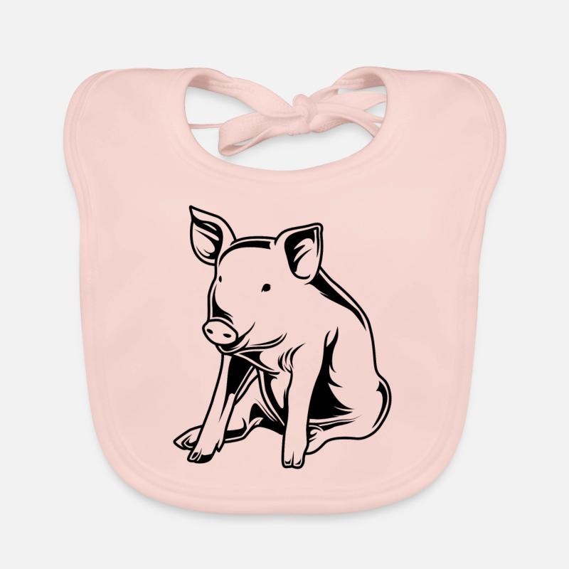 Pig sow boar silhouette Organic Baby Bibs