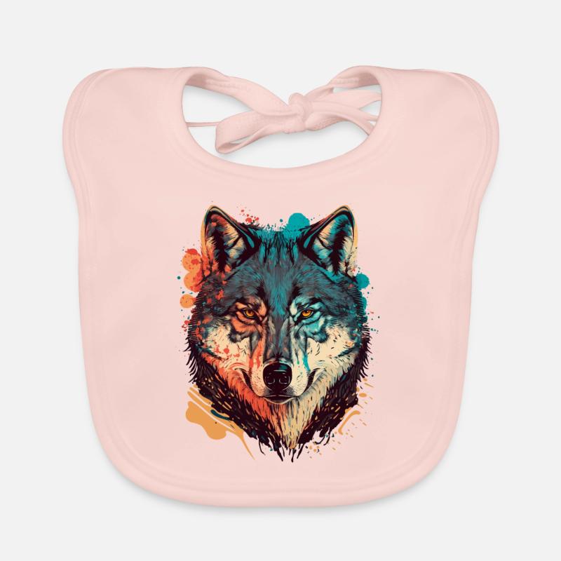 Trendige Zeichnung eines Wolfes Baby Bio-Lätzchen