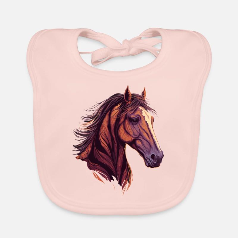 Belle tête de cheval - Bavoir bio Bébé - rose