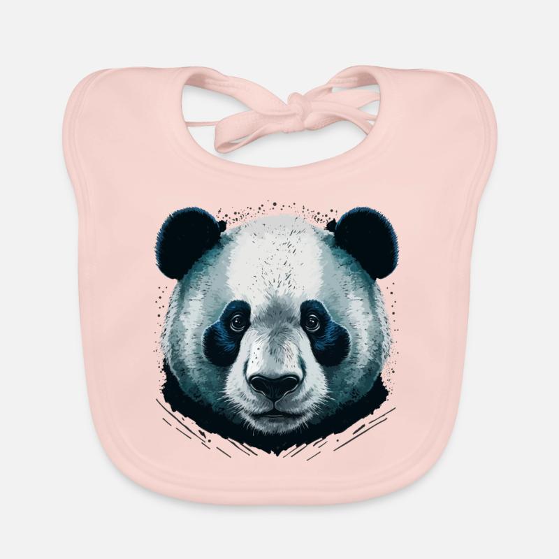 Realistic Panda Head Organic Baby Bibs