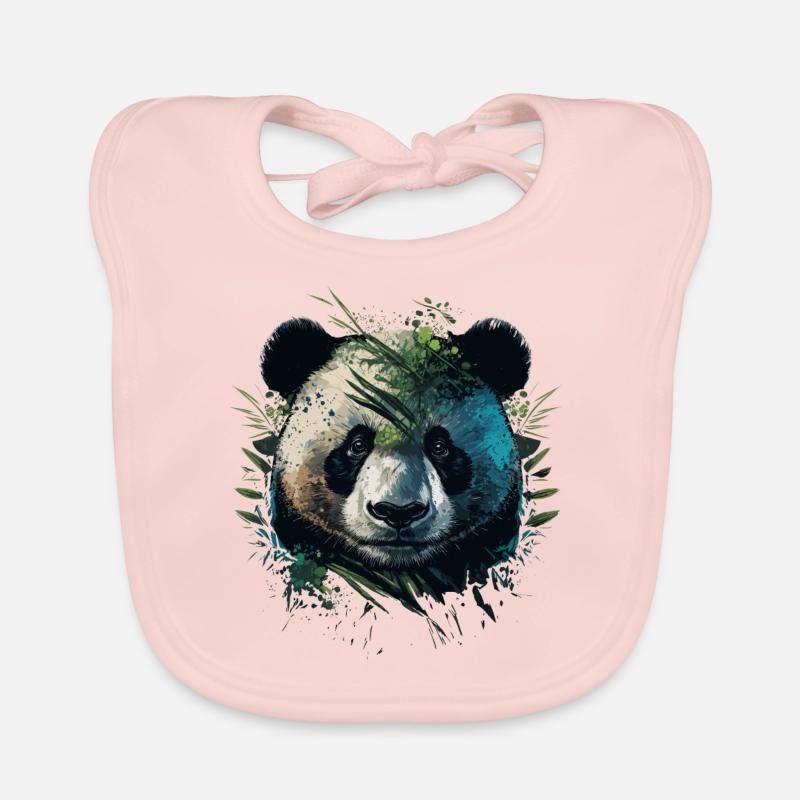 Panda versteckt sich hinter Leaths Baby Bio-Lätzchen