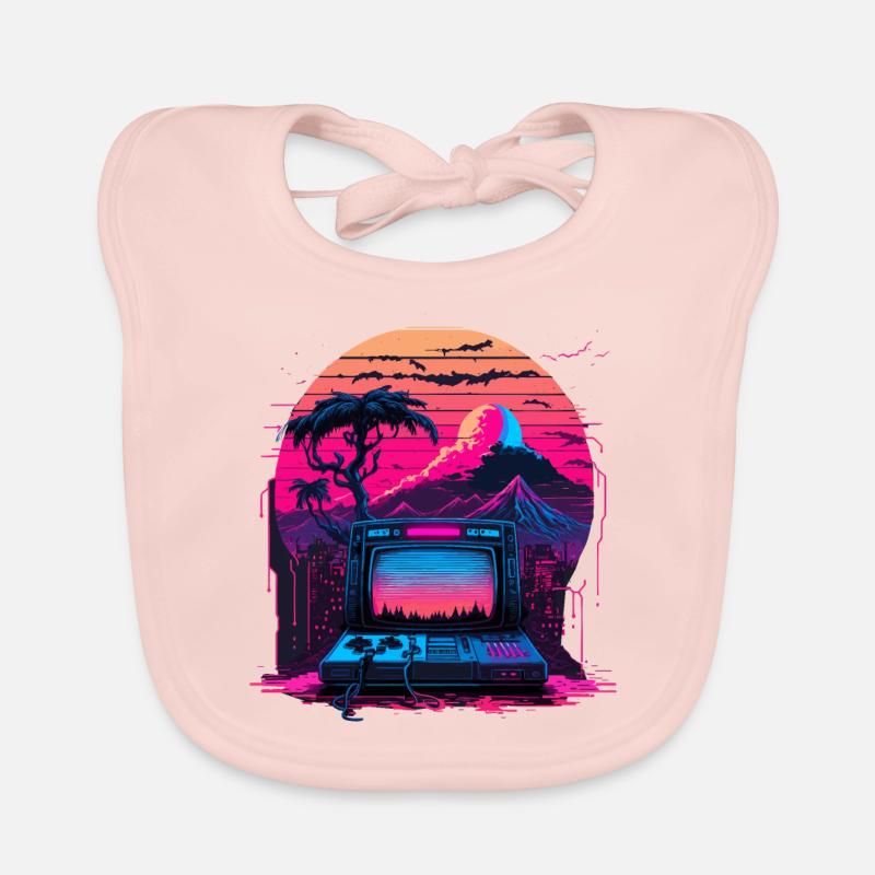 Vaporwave Computer Bavaglino ecologico per neonato