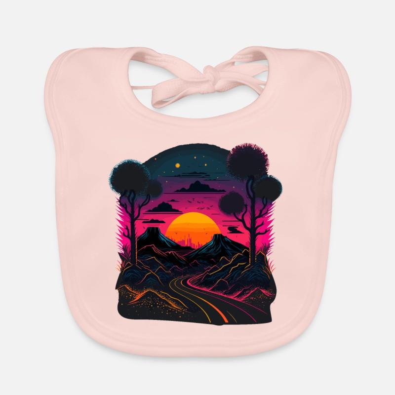 Illustration Synthwave Bavoir bio Bébé