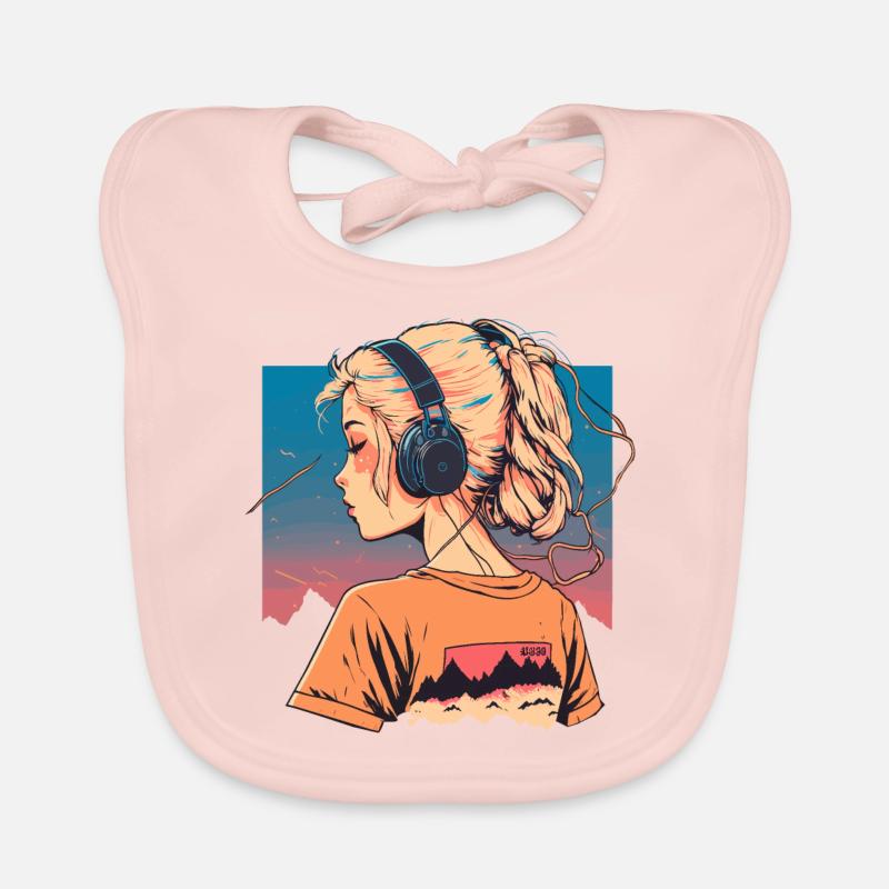 Vaporwave Anime Mädchen Baby Bio-Lätzchen