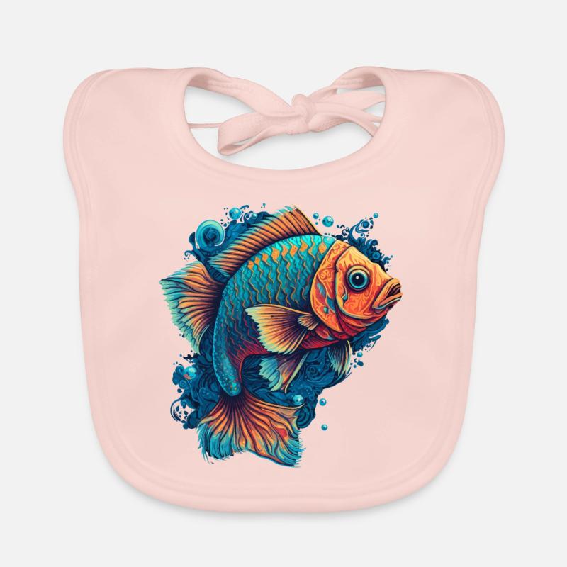 Flat Fish Illustration Organic Baby Bibs
