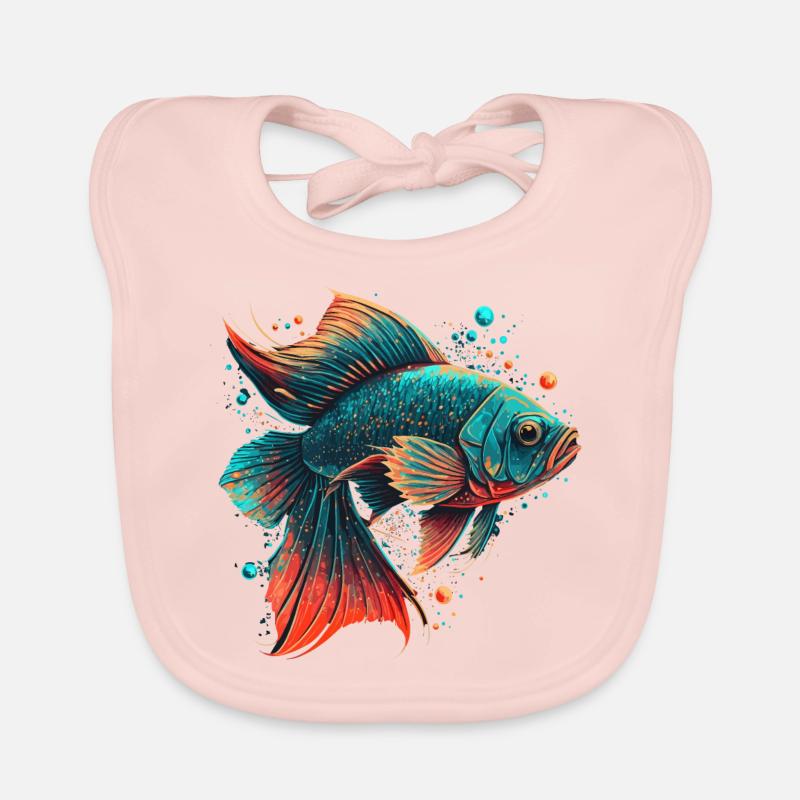Red Blue Fish Organic Baby Bibs
