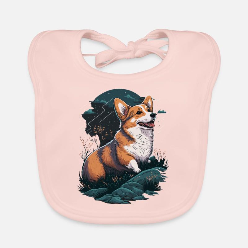 Corgi avec les fleurs Bavoir bio Bébé