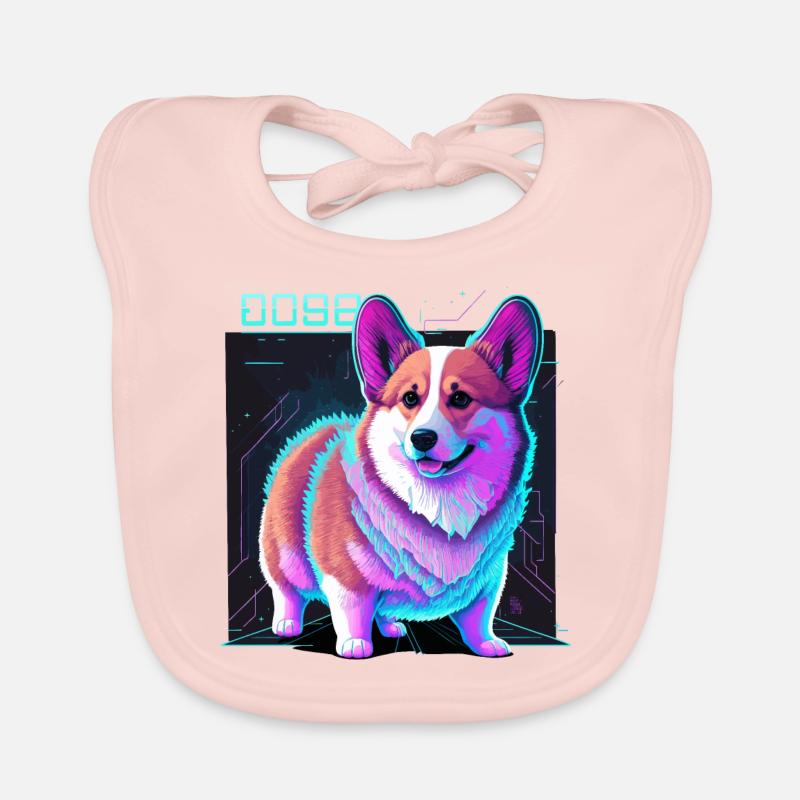 Cyber-Corgi - Bavoir bio Bébé - rose