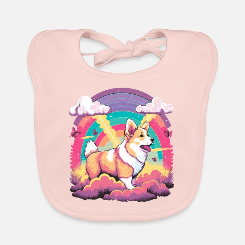 Corgi dans Rainbow Bavoir bio Bébé