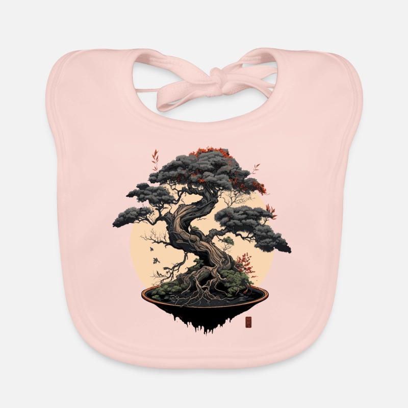 Gray Bonsai Tree Organic Baby Bibs