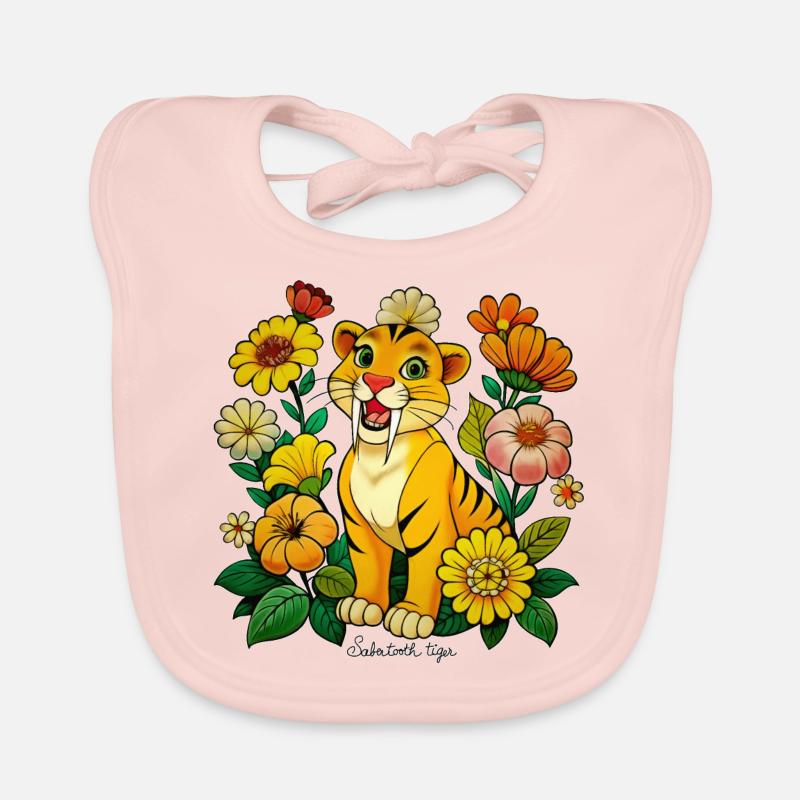 Cute sabertooth tiger Organic Baby Bibs