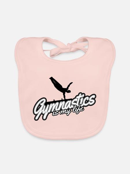 La gymnastique est ma vie - gymnastique - Bavoir bio Bébé - rose - Devant