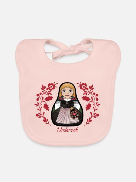 UndervikStinta avec des fleurs - Bavoir bio Bébé - rose - Devant
