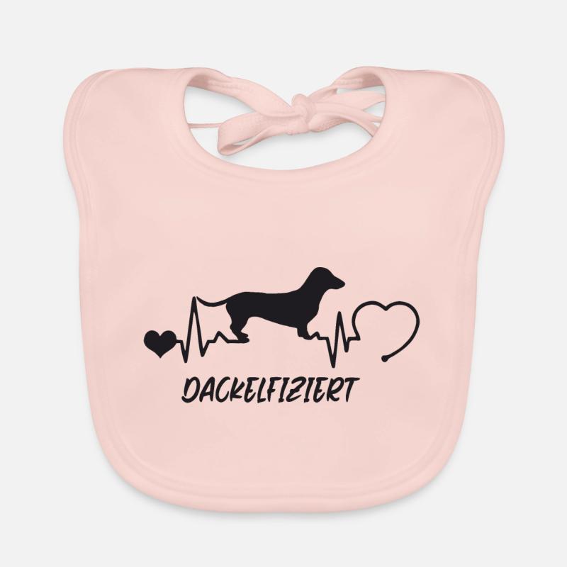 Dackel mit Herzschlag Baby Bio-Lätzchen
