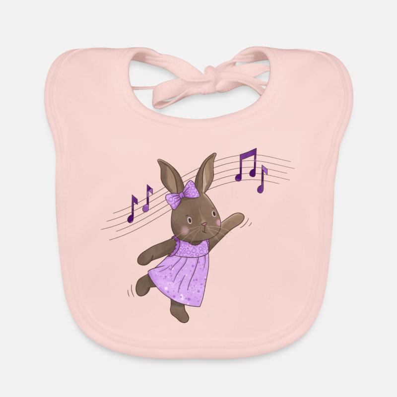 Rabbit Dancing Rabbit Music Easter Ballerina Organic Baby Bibs