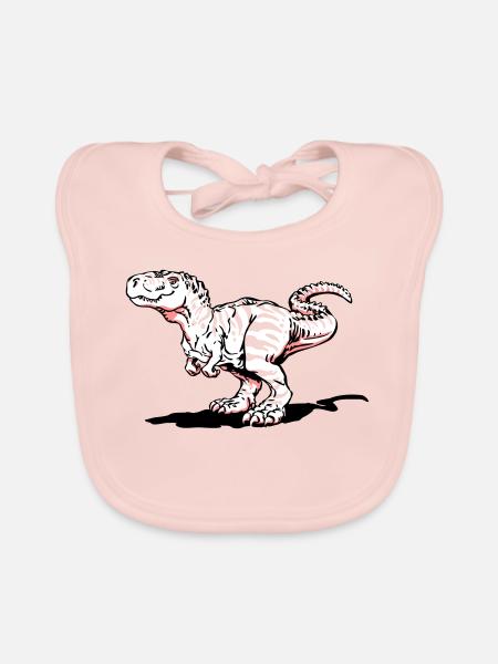 Tyrannosaurus rex (3 colors) - Organic Baby Bibs - rose - Front