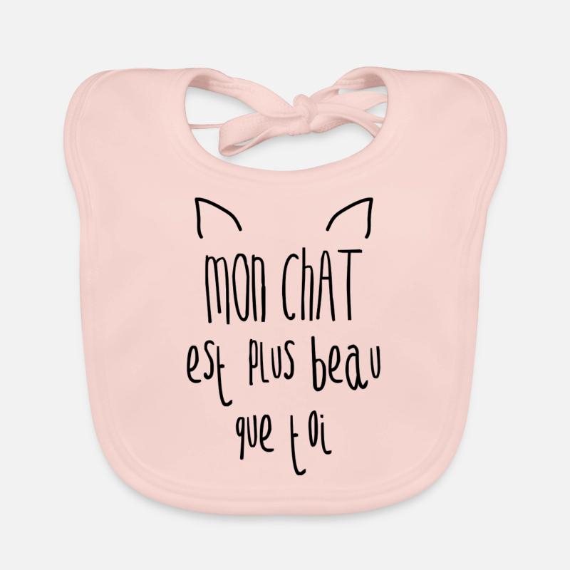 Mon chat + beau noir - Bavoir bio Bébé - rose