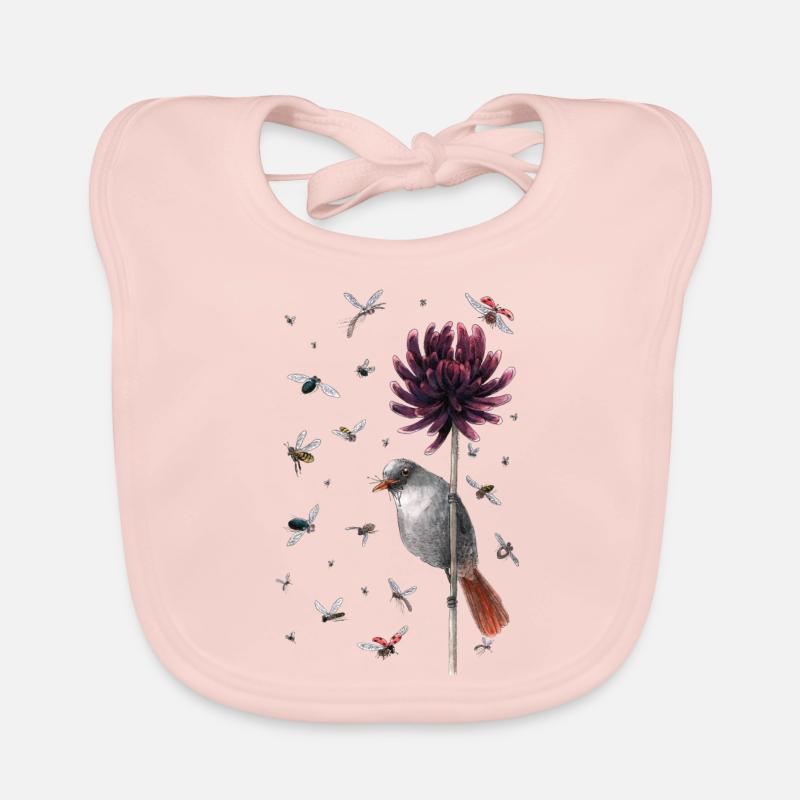 oiseau et mouche Bavoir bio Bébé