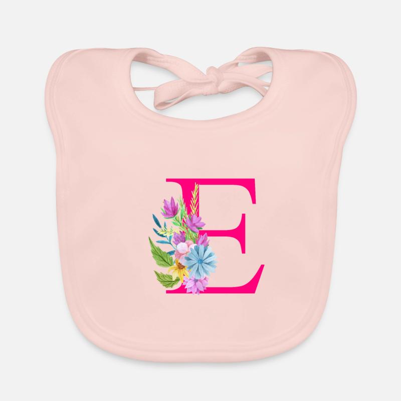 E letter red Organic Baby Bibs
