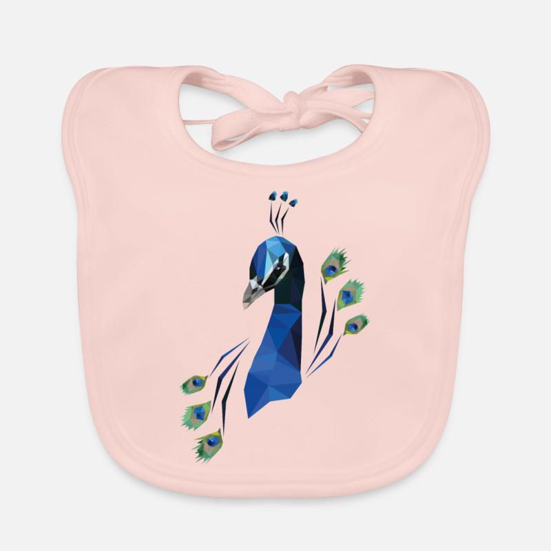 blauer Pfau - Baby Bio-Lätzchen - Rose