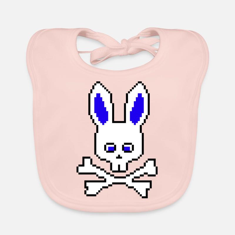 Skull Rabbit Blue Organic Baby Bibs