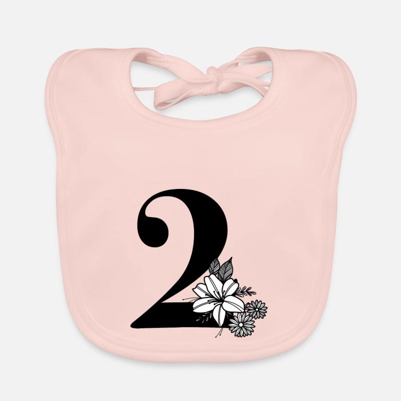 Zahl 2 - Baby Bio-Lätzchen - Rose