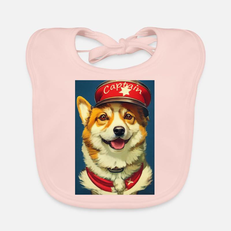 Capitaine Corgi - Bavoir bio Bébé - rose