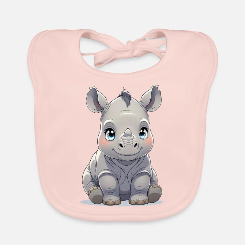 Bébé rhinocéros - Bavoir bio Bébé - rose