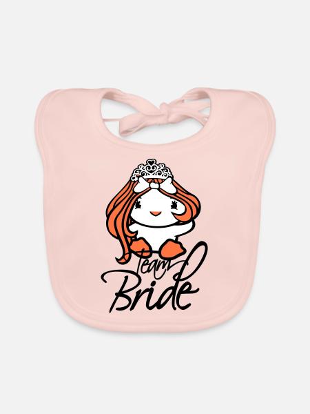 Canard Équipe Mariée Enterrement de vie de garçon Mariée Princesse Reine Couronne - Bavoir bio Bébé - rose - Devant