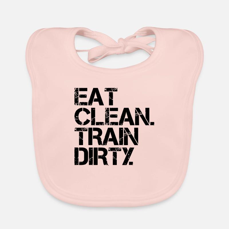 Eat Clean Train Dirty - Bavoir bio Bébé - rose