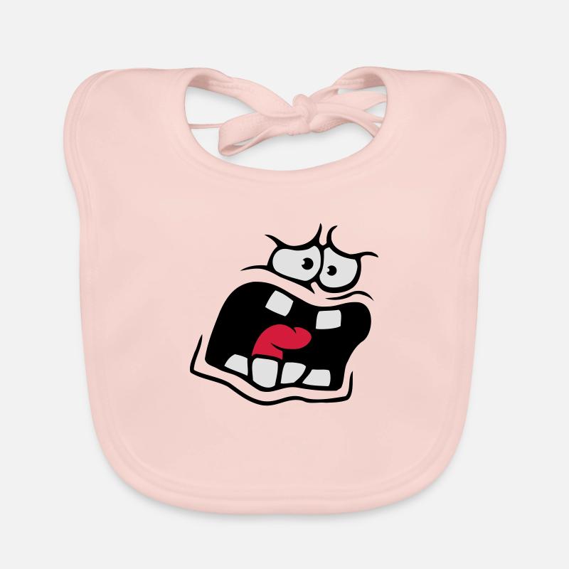 Visage de bande dessinée anxieux - Bavoir bio Bébé - rose