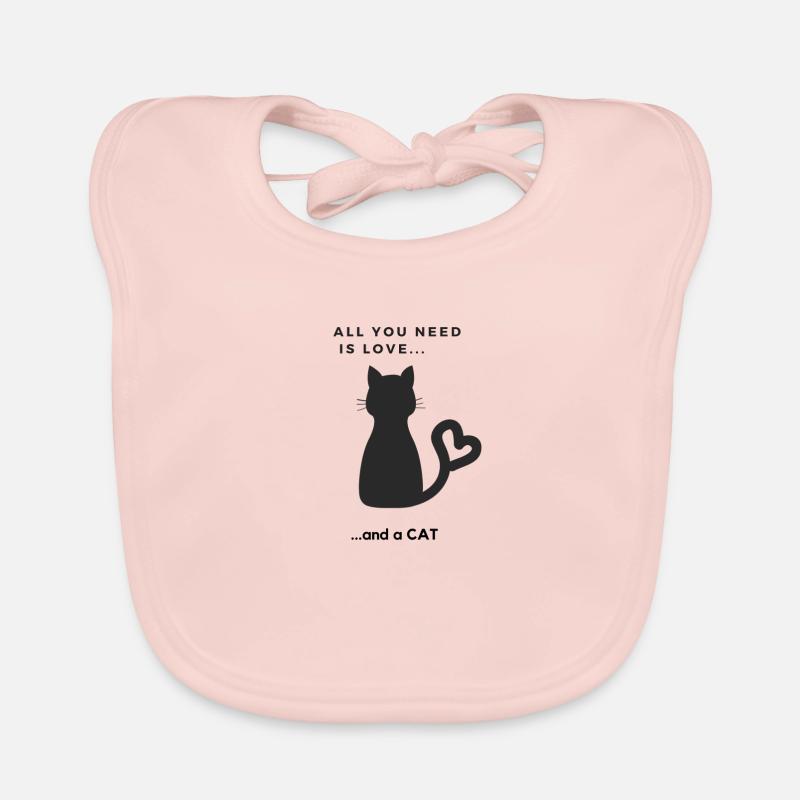 Süßes Katzen Design - Baby Bio-Lätzchen - Rose