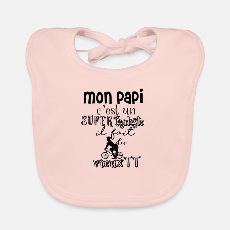 Mon Papi c'est un SUPER CYCLISTE - Bavoir bio Bébé - rose