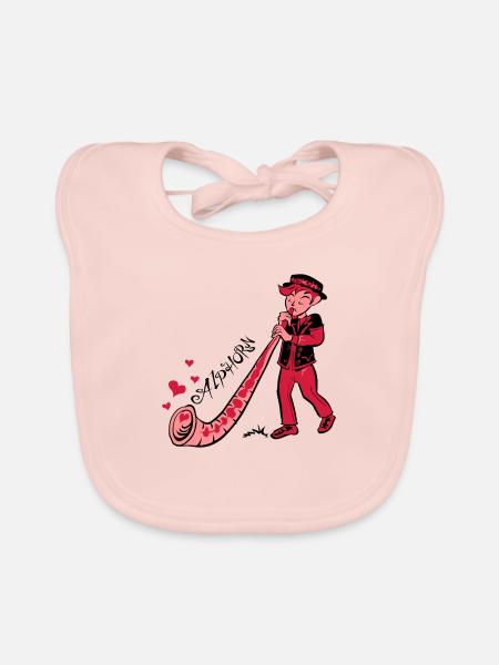 Alphorn - Baby Bio-Lätzchen - Rose - Vorne