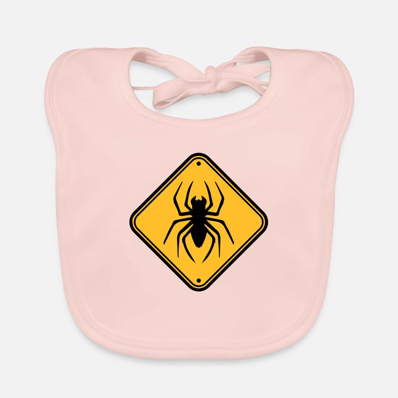 shield warning caution hazard caution zone spider Organic Baby Bibs