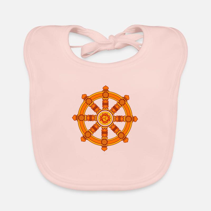 Roue de dharma de Fortune, bouddhisme, Chakra - Bavoir bio Bébé - rose