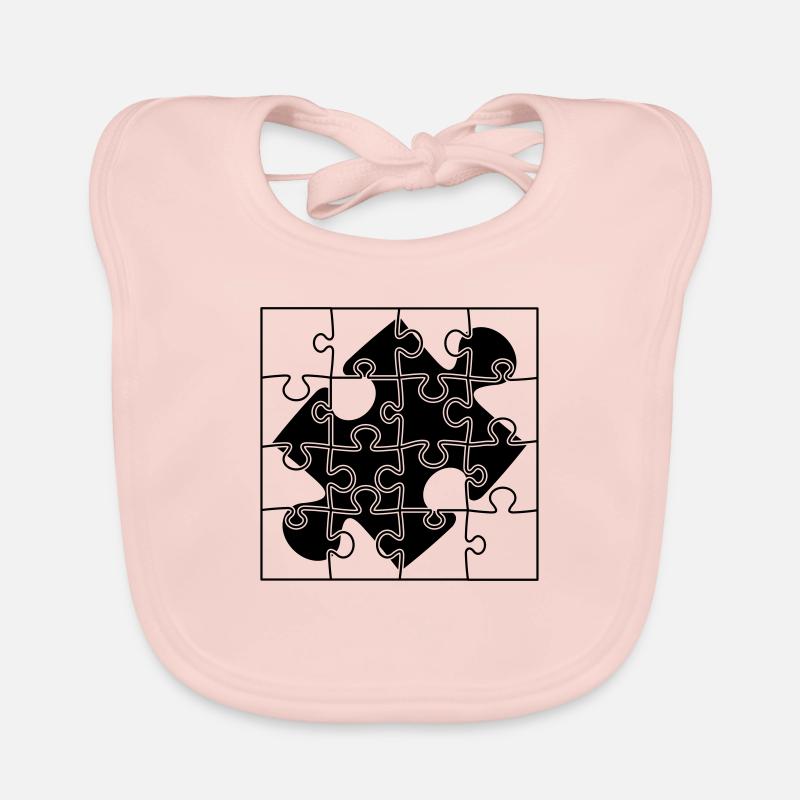 pièce de puzzle pièce de puzzle pièce de puzzle pu - Bavoir bio Bébé - rose