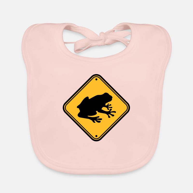 caution frog shield warning warning zon Organic Baby Bibs