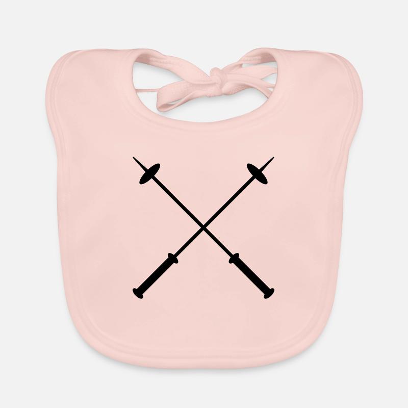 bâtons de ski - Bavoir bio Bébé - rose